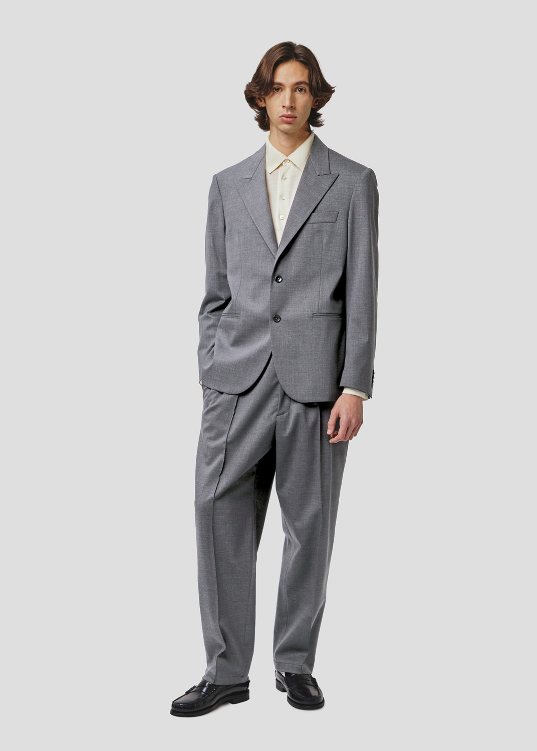 SEVEN GAUGE BLAZER MONOPETTO IN FRESCO LANA GRIGIO