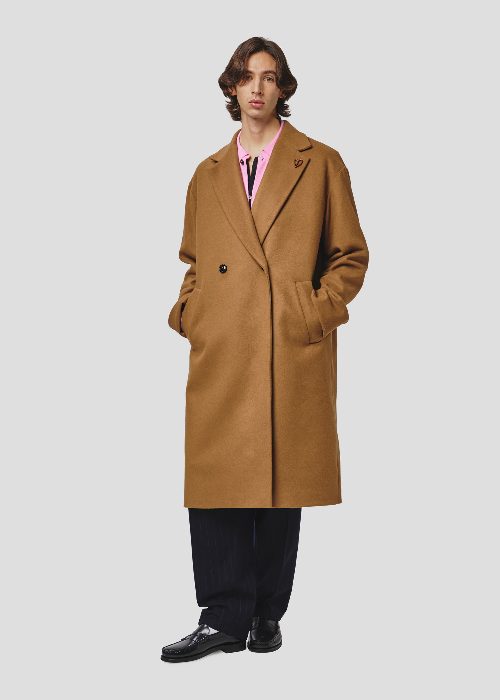 SEVEN GAUGE COAT DOUBLE BREAST CASHMERE BLEND LONG CAMEL