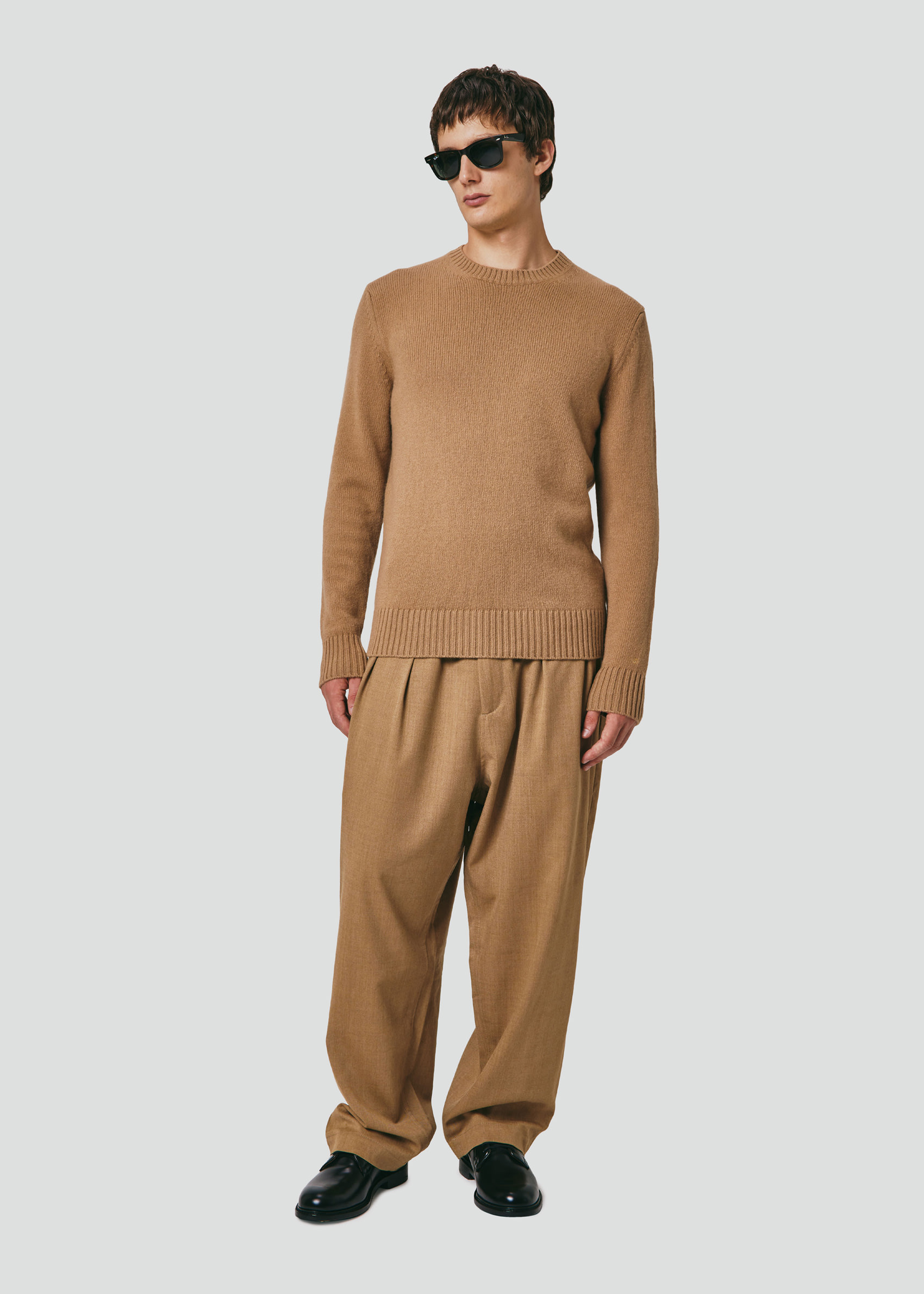 SEVEN GAUGE LAMBSWOOL CREW NECK SWEATER CAMEL