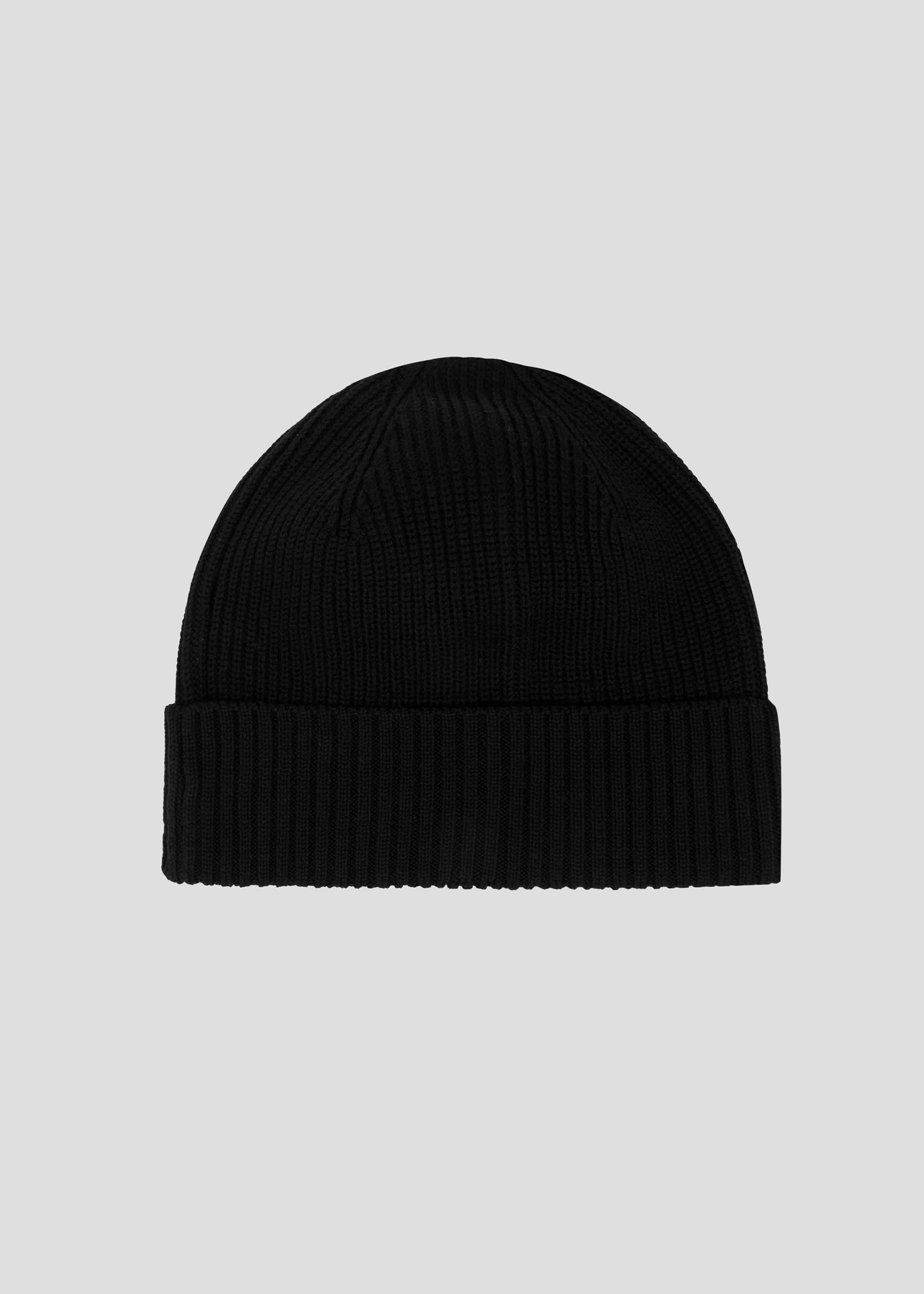 SEVEN GAUGE BEANIE IN LANA MERINOS NERO