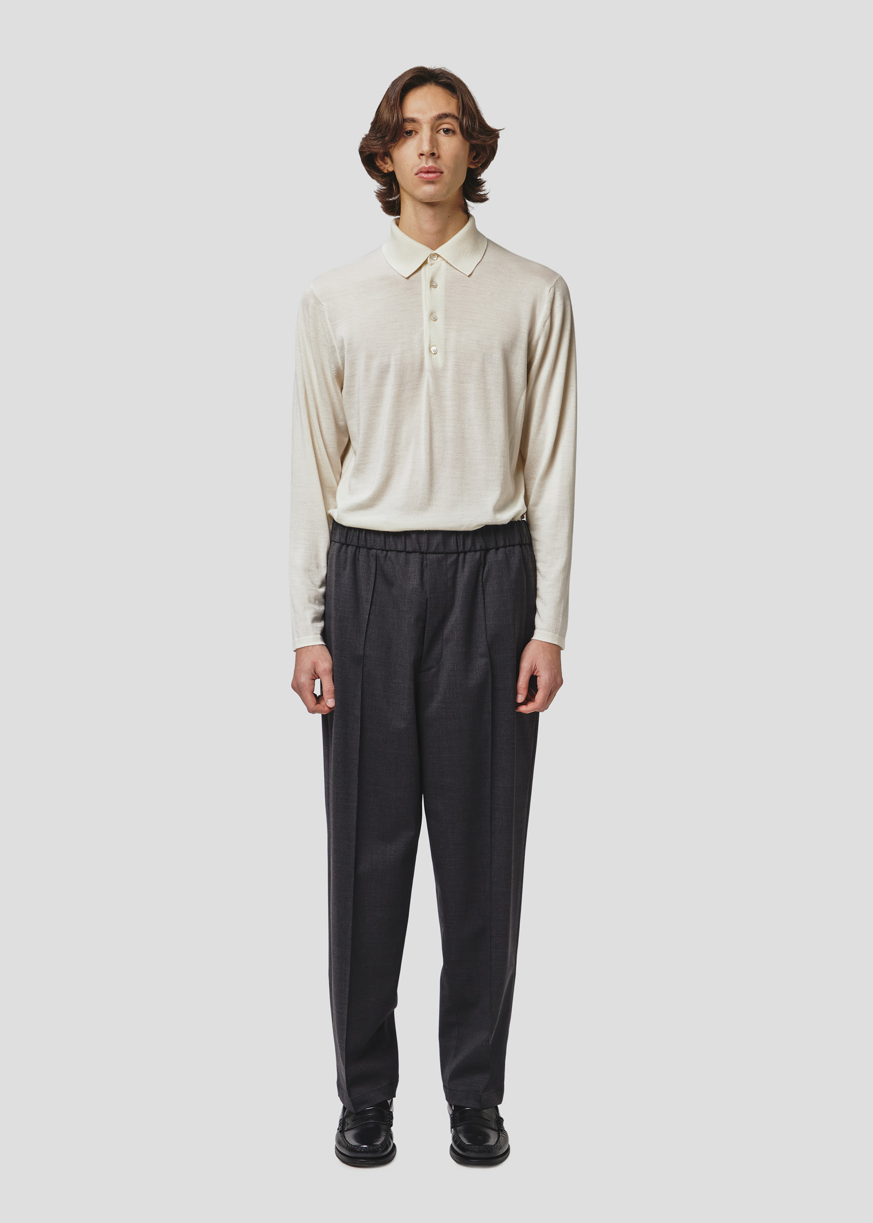 SEVEN GAUGE: PLEATED TROUSERS TROPICAL WOOL GREY