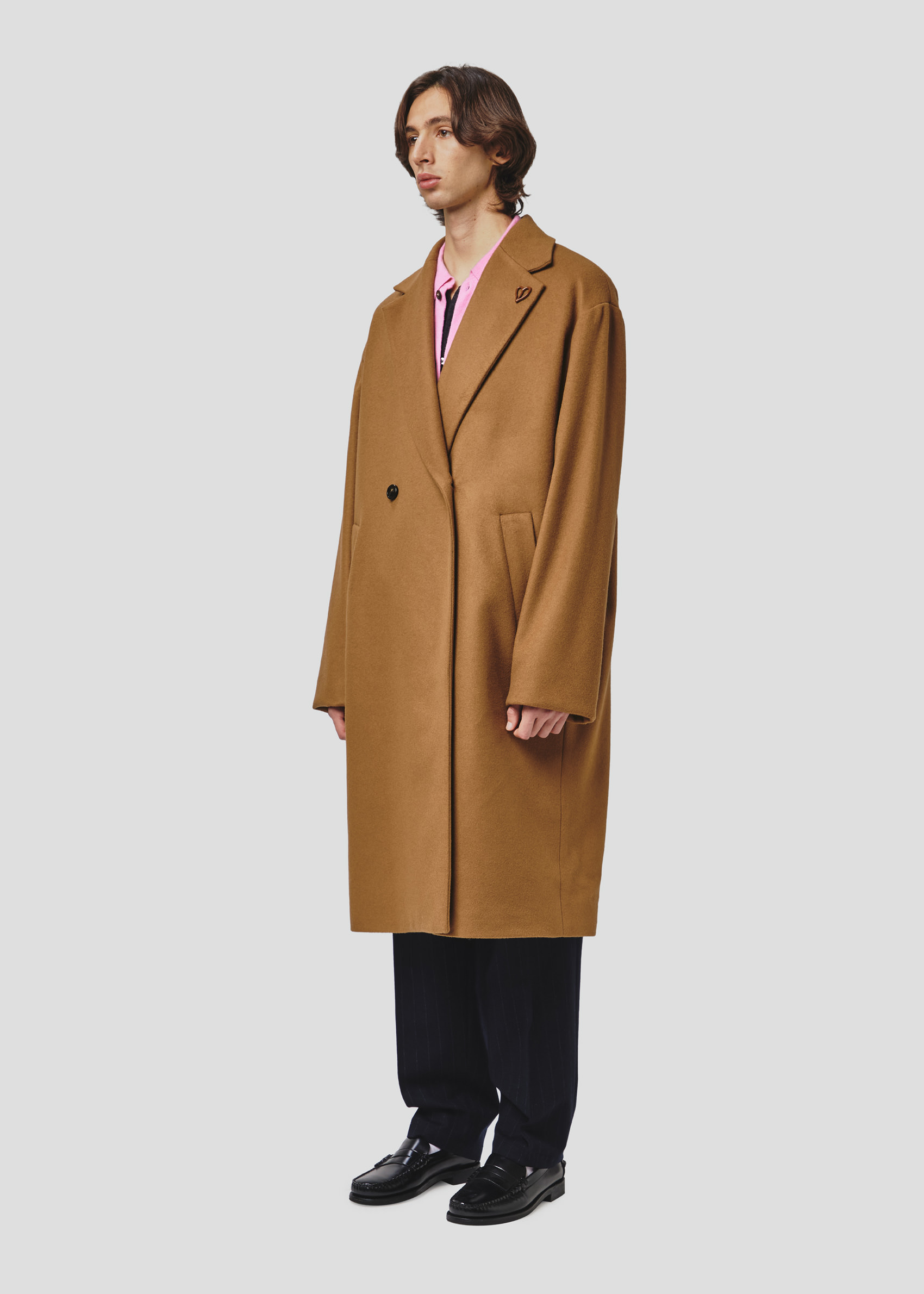 SEVEN GAUGE: COAT DOUBLE BREAST CASHMERE BLEND LONG CAMEL