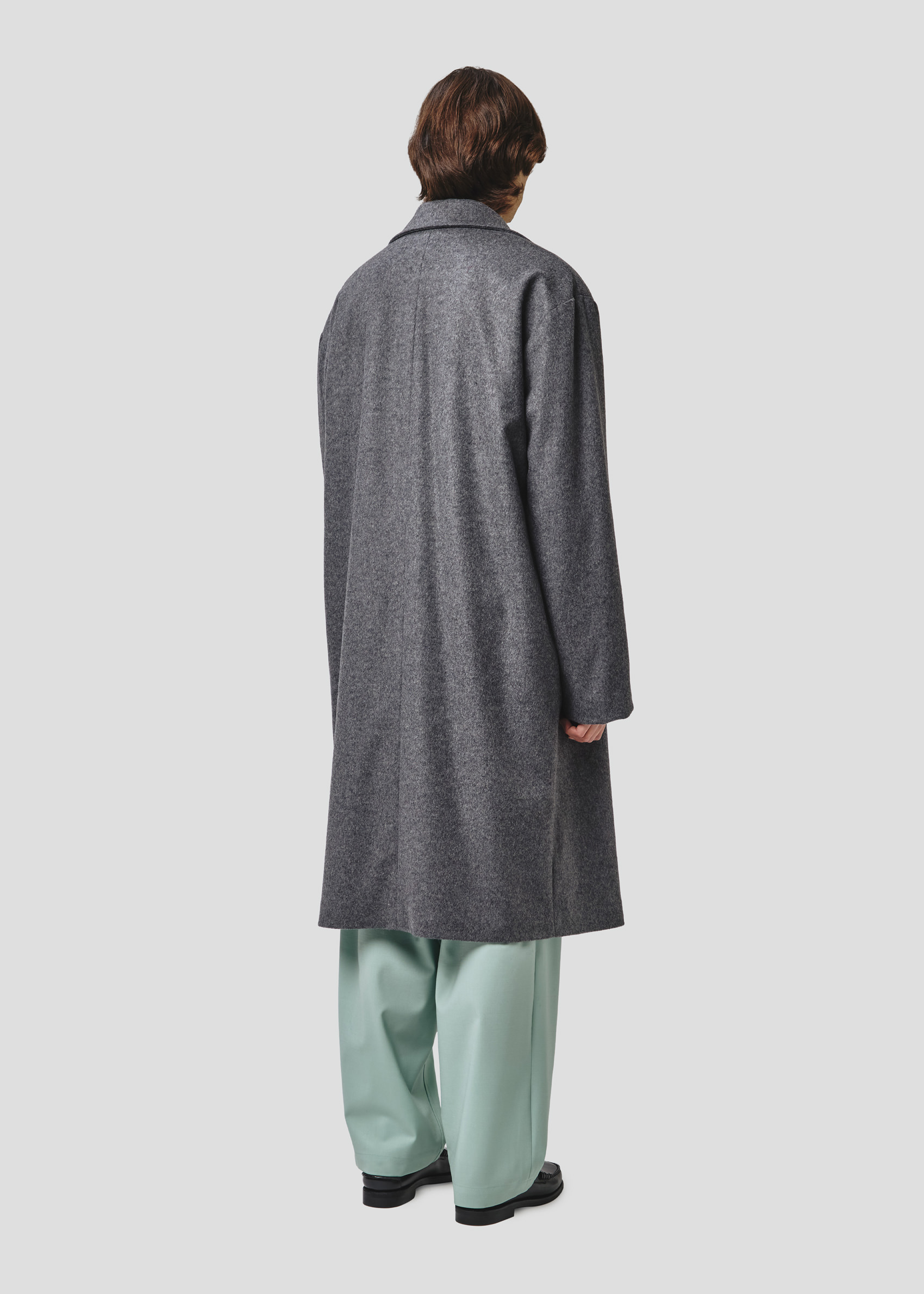 SEVEN GAUGE: COAT DOUBLE BREAST CASHMERE BLEND LONG GREY