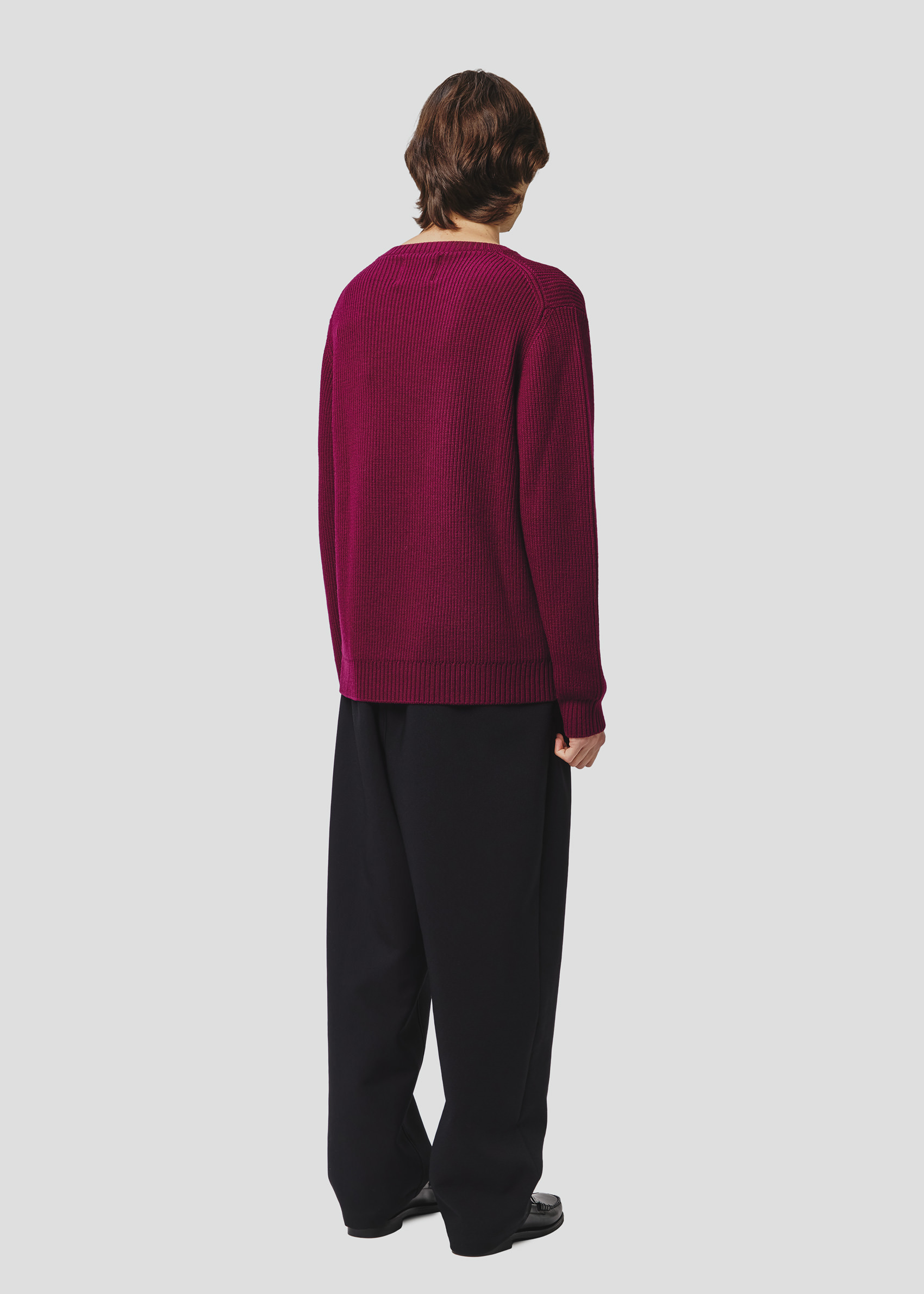 SEVEN GAUGE: ENGLISH RIB MERINOS CREWNECK BURGUNDY