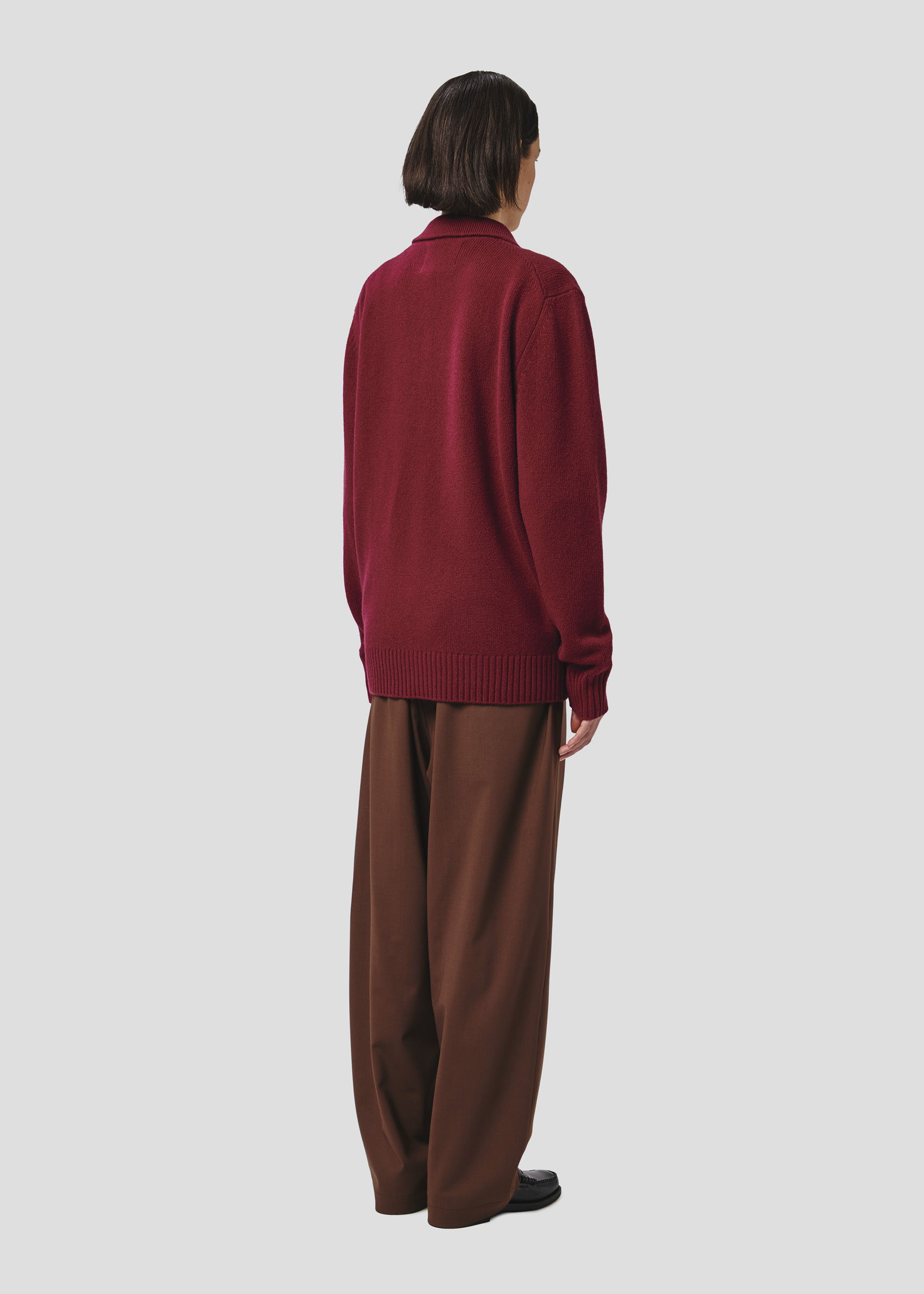 SEVEN GAUGE: LAMBSWOOL POLO SWEATER BURGUNDY