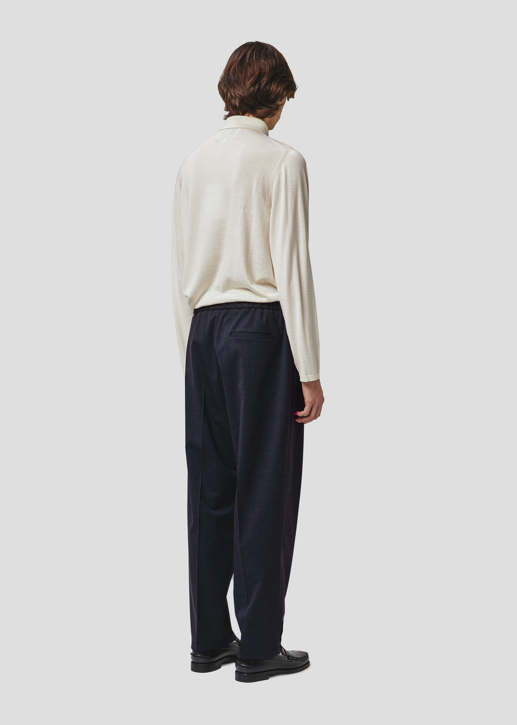 SEVEN GAUGE: PLEATED TROUSERS TROPICAL WOOL BLUE