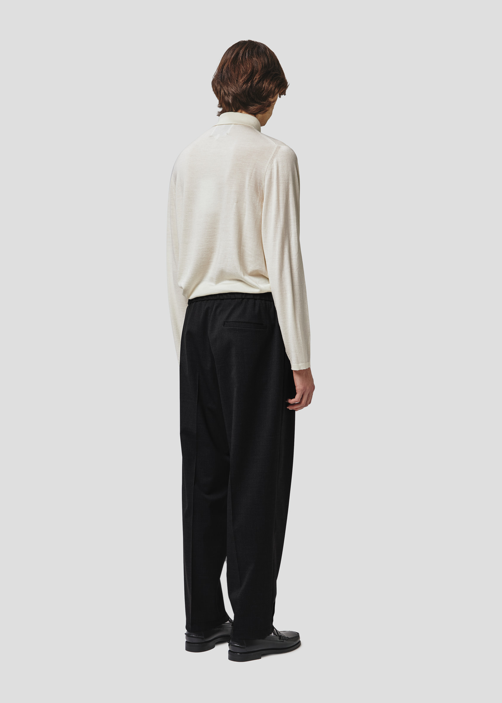 SEVEN GAUGE: PLEATED TROUSERS TROPICAL WOOL BLACK